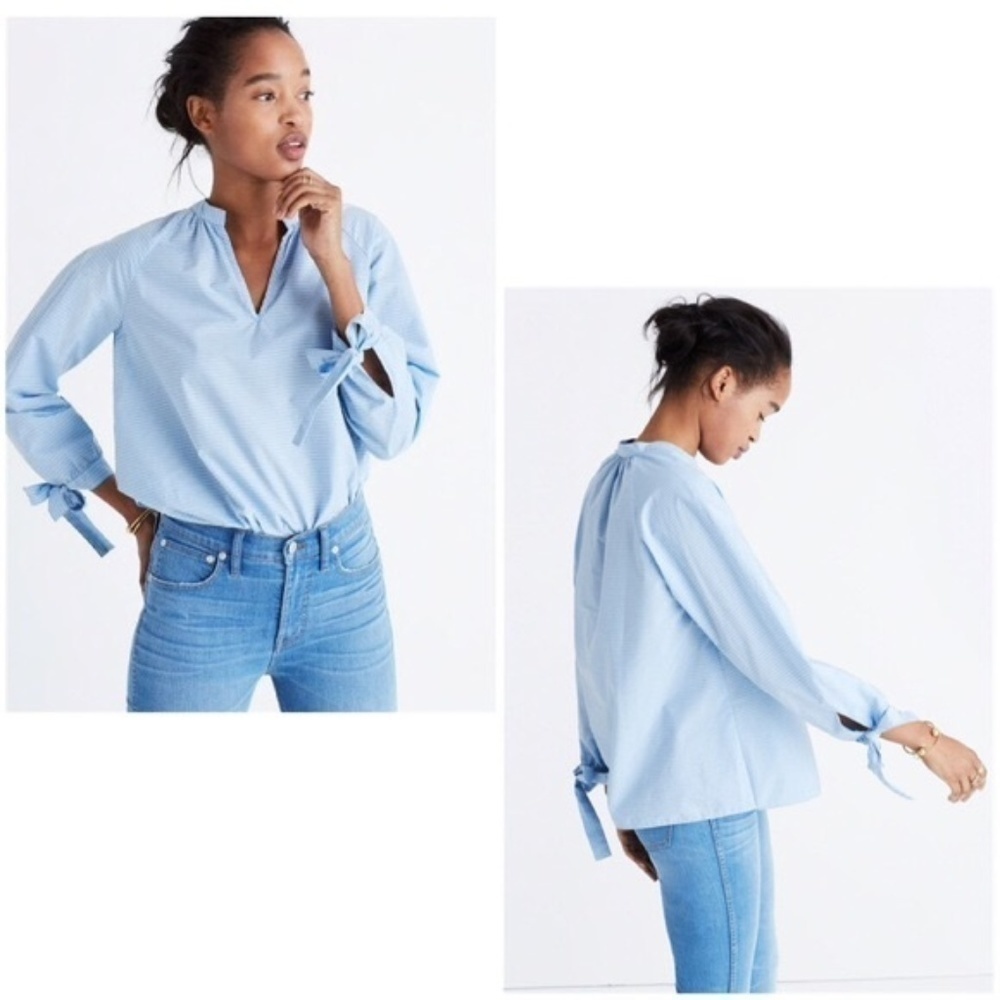 Madewell Top Blouse Sz S Striped Tie